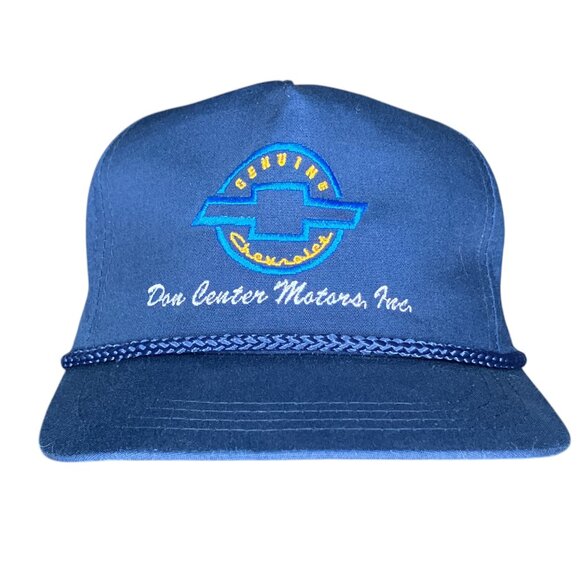 Vintage Blue Yupoong Don Center Motors Chevrolet Chevy Snapback Rope Hat Cap - Picture 1 of 6